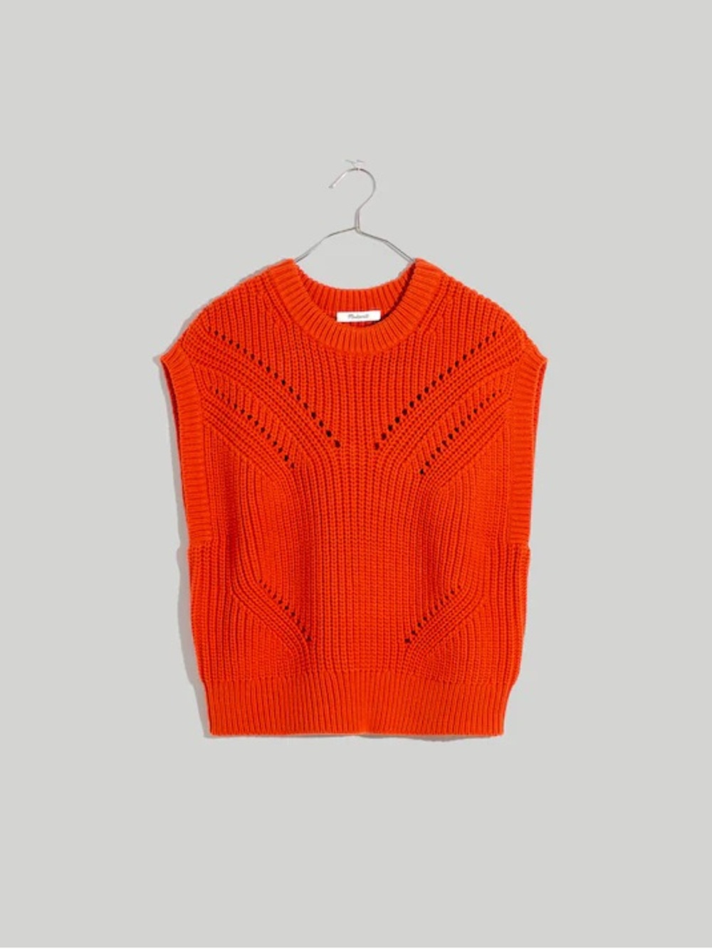 Madewell Mariella Pointelle Sweater Tee Red Orange Size S NWOT